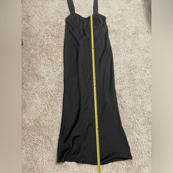 ASOS Women Maxi Slip Dress XS Black Bodycon Ruched Top Cocktail Party Preppy - Picture 9 of 10